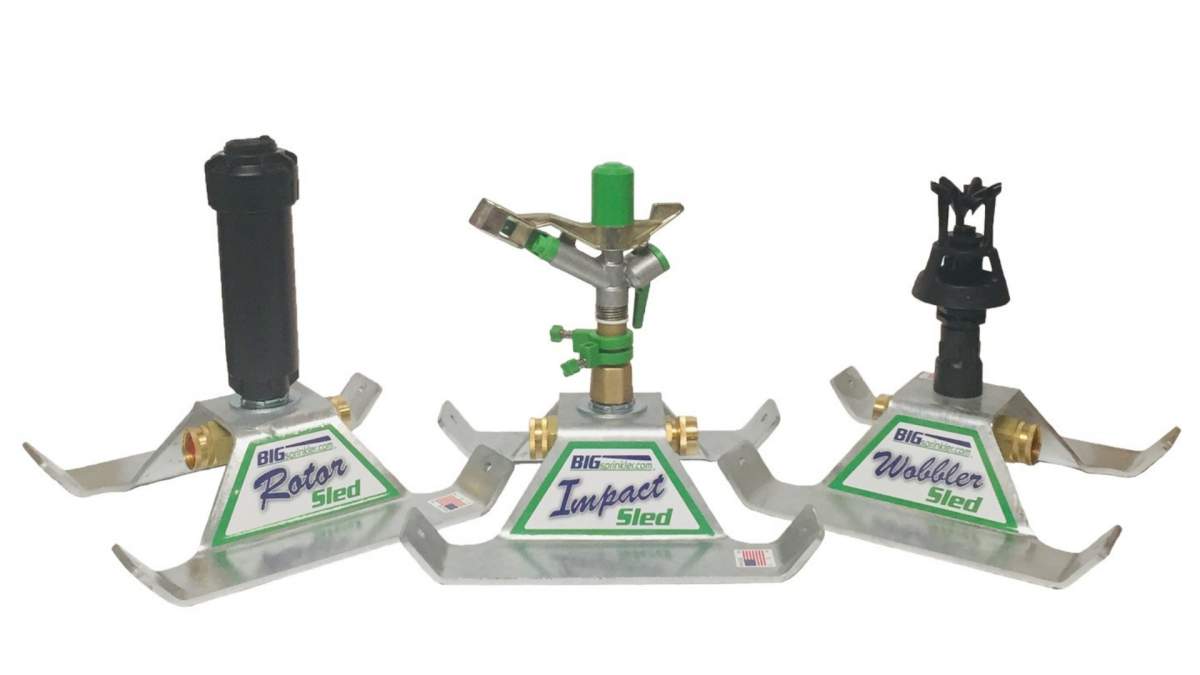 All three heavy-duty residential sled based sprinklers with the galvanized base