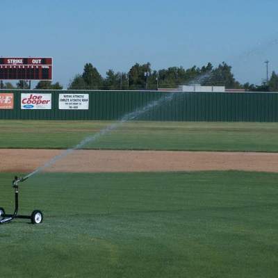 sprinkler on baseball field
